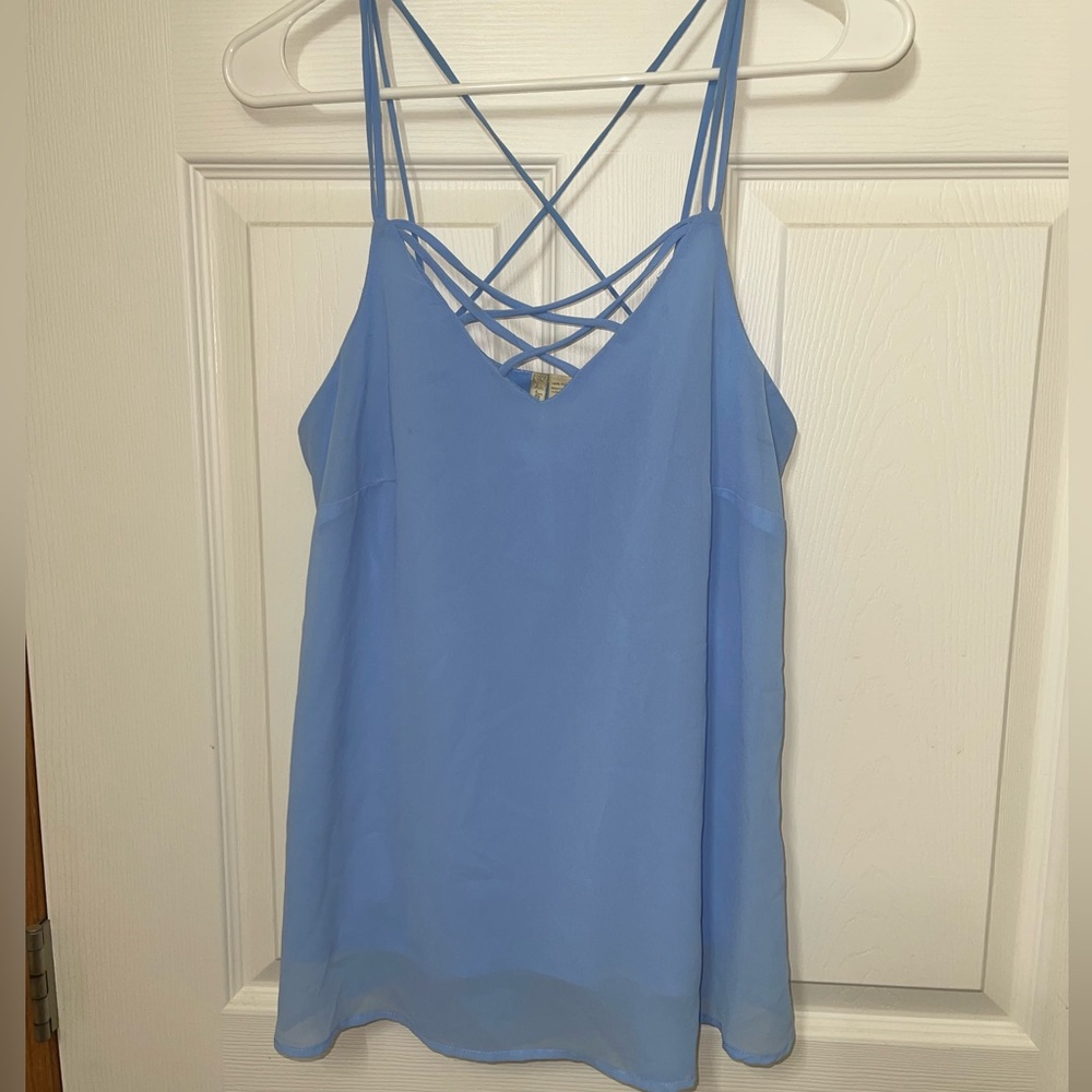 Blue tank top with straps back- medium